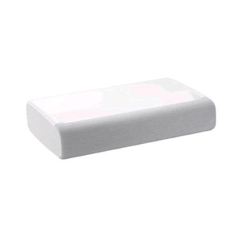 Samsung SP-LSP9TF 130" Class Premiere 4K Smart Triple Laser Projector in a sleek white casing with a smooth finish, featuring a minimalist design and compact dimensions.