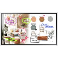 65-inch Samsung The Flip WMFX digital whiteboard displaying colorful sketches and notes on a split screen.