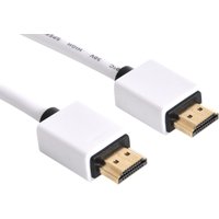 White Sandberg HDMI 2.0 Cable, 2m length, with gold-plated connectors and black accents.