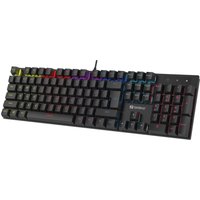 Black Sandberg Mechanical Gamer Keyboard NORDIC with RGB backlit keys and wired connection.