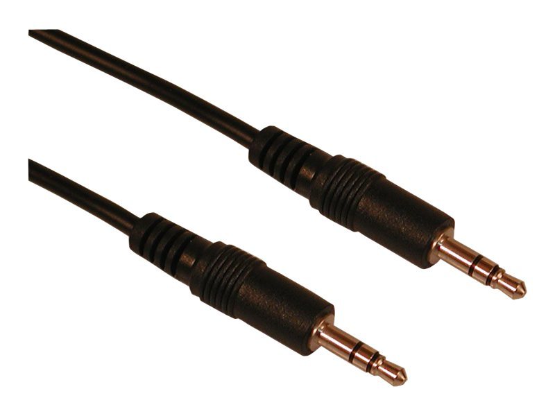 Black 2-meter MiniJack cable with metal connectors on both ends, featuring rubber grips for easy handling.