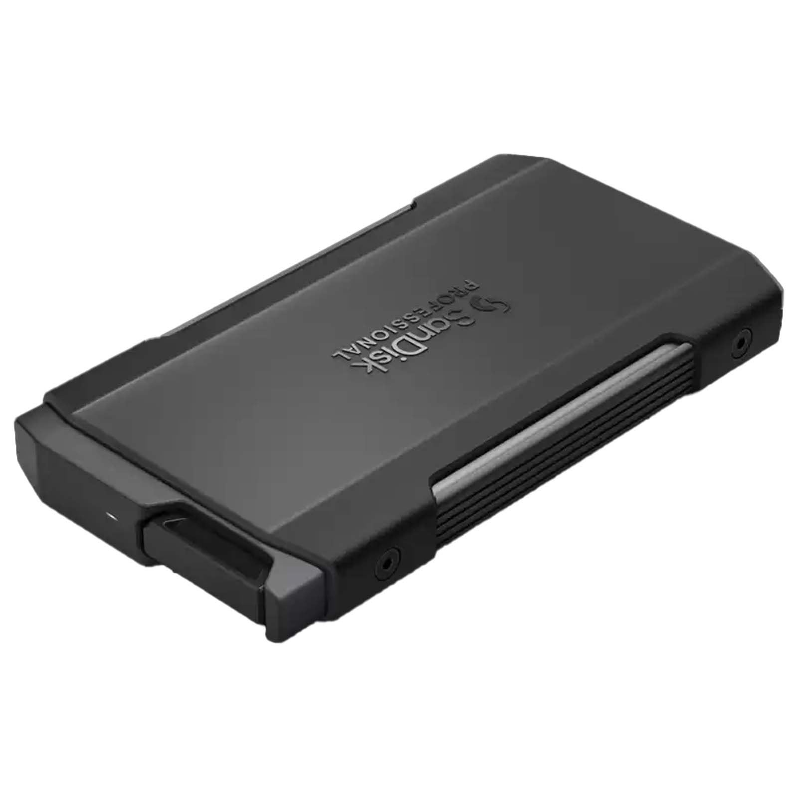 Black rugged external hard drive with a textured surface, featuring USB 3.1 Gen 1 connectivity, and a compact, durable design for portable storage.