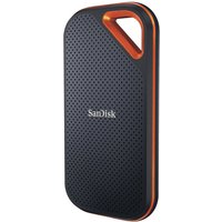Black and orange SanDisk Extreme PRO 4TB USB Type-C external SSD with textured surface and angled corner loop.