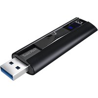 Black SanDisk Extreme Pro USB flash drive 256 GB with retractable USB Type-A 3.2 Gen 1 connector and sleek design.