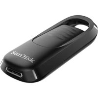 Black SanDisk USB Type-C 3.2 Gen 1 flash drive, 128 GB, with a sleek design and retractable connector.