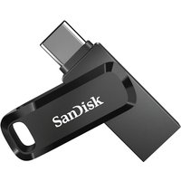Black and silver SanDisk Ultra Dual Drive USB flash drive with USB Type-A and USB Type-C connectors.