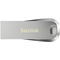 Silver SanDisk Ultra Luxe USB flash drive 128GB with sleek design and keyring loop, USB Type-A 3.2 Gen 1.