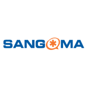 Black metal wall mount bracket designed for SANGOMA S400-S405, featuring multiple mounting holes and a sleek, sturdy construction for secure installation.