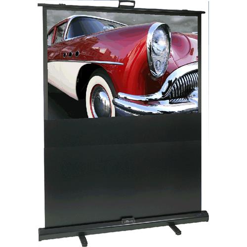 Sapphire AV Pull up Screen in a sleek black frame, featuring a 16:10 aspect ratio and dimensions of 1982mm x 1239mm, displaying a vibrant image of a classic red car.