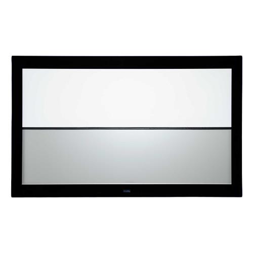 Sapphire AV SFSC203-2D3D projection screen features a 92" diagonal size with a 16:9 aspect ratio, framed in a sleek black border, showcasing a smooth, matte white surface.