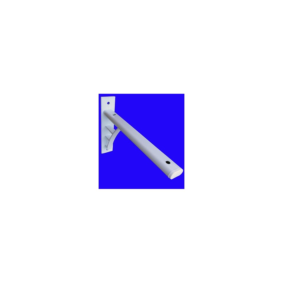 White metal projector mount accessory with a cylindrical arm and wall bracket, designed for secure projector installation.