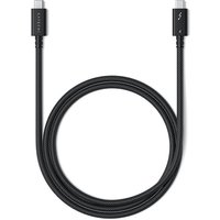 Black Satechi Thunderbolt cable, 1m length, 40 Gbit/s, with USB-C connectors and sleek braided design.