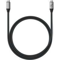 Silver Satechi USB4 V2 Pro Cable, 1.2m length, USB-C connectors, black braided design.