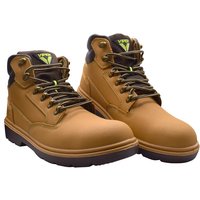 Tan Scan Desert Viper S3 safety boots with black soles, brown laces, and padded collars, size UK 12 EUR 47.