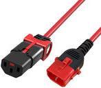 Red and black PVC power cable featuring a C14 connector on one end and a C13 connector on the other, with a 1.0MM thickness and 1M length.