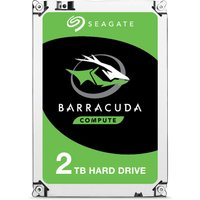 Seagate Barracuda 2TB internal hard drive, green and black label, 7200 RPM, 256 MB cache, silver casing.