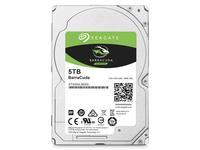 Seagate Barracuda internal hard drive with a silver metal casing, featuring a green and black label, 5 TB capacity, 5400 RPM speed, and a 128 MB cache.