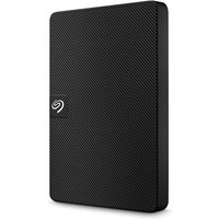Black Seagate Expansion 5TB external hard drive with textured surface and USB Type-A 3.2 Gen 1 port.
