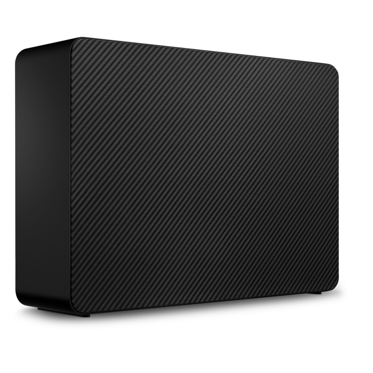 Black Seagate Expansion external hard drive with a textured surface, featuring a sleek rectangular design and dimensions suitable for desktop use, labeled 24 TB, 3.5", and USB 3.2 Gen 1.
