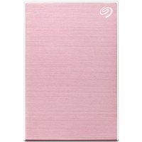 Rose gold Seagate One Touch 2TB external hard drive with white edges and USB Type-C port.