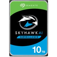Seagate SkyHawk 10TB internal hard drive, green and blue label with bird logo, 3.5-inch form factor.