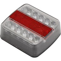 Sealey 12v rear square LED lighting cluster with clear lens, red reflector strip, and multiple LED lights.