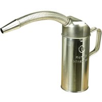 Sealey 1L metal pouring jug with flexible spout and handle, cylindrical body, and silver finish.