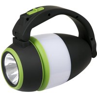 Black and green Sealey SMD LED rechargeable spotlight lantern torch with ergonomic handle and cylindrical design.