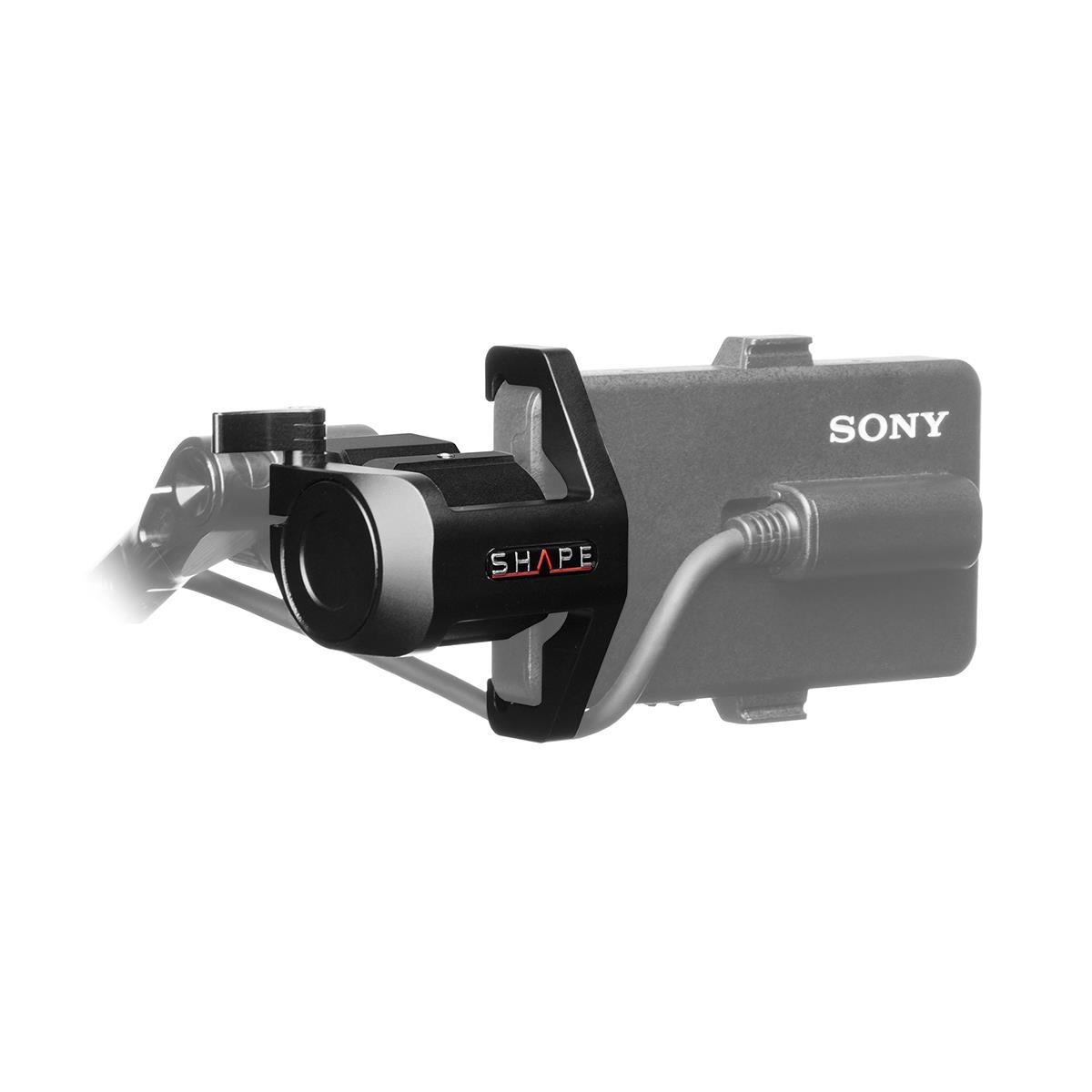 Shape LCD monitor loupe support for Sony FX6, featuring a black durable frame, adjustable design, and a clear optical lens for enhanced viewing.