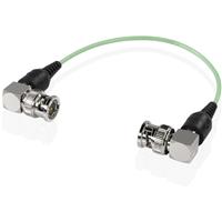 Green 6-inch Shape Skinny 90-degree BNC cable featuring metal connectors with a hexagonal shape at both ends and flexible rubber grips for easy handling.