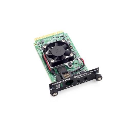 Green circuit board with a black cooling fan, metal connectors, and a sleek design, labeled "Sharp 100015711," showcasing electronic components and wiring.