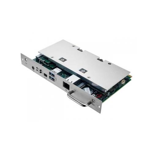Sharp 100015832 features a metallic silver front panel with a handle, showcasing various ports and a circuit board with electronic components.
