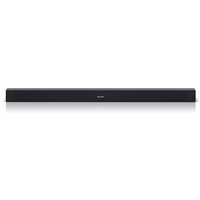 Black Sharp HT-SB140MT soundbar with sleek design, front-facing speaker grille, and subtle branding in the center.