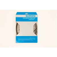 Shimano MTB Brake Cable Set in blue packaging with visible stainless steel inner wire and white text.