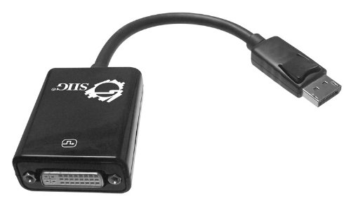 Black video cable adapter with a 0.24 m length, featuring a DisplayPort connector on one end and a DVI-D port on the other, branded with the Siig logo.