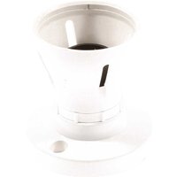 White SMJ Straight Batten Lampholder with slotted design and circular base for ceiling mounting.