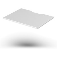 White SMS X series metal shelf with a rectangular shape and a small cutout on one side.
