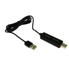 Black USB 2.0 cable featuring a standard USB-A connector on one end and a rectangular connector with two slots on the other, made of durable plastic.