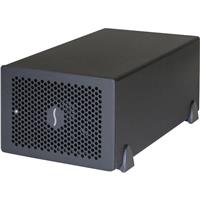 Compact black metal enclosure with a perforated front panel, featuring the Sonnet logo, designed for Thunderbolt 3 connectivity and expansion.