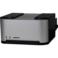 Silver Sonnet MacCuff Studio mount with black accents, designed for securing Mac Mini under desks or shelves.