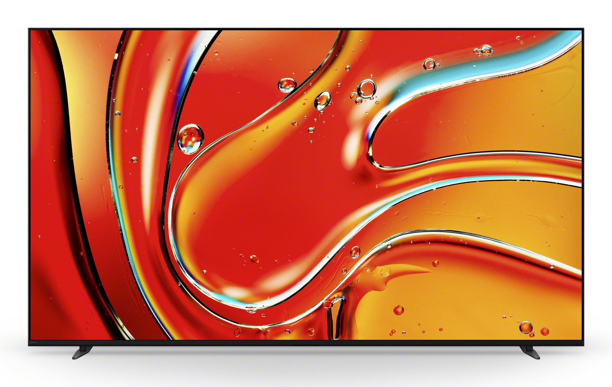 85-inch Sony FWD-85XR70 4K Ultra HD Smart TV in black, featuring a sleek design with minimal bezels and vibrant abstract artwork displayed on the screen.