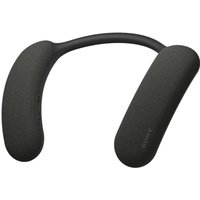 Black Sony HTAN7 portable speaker with curved neckband design and textured finish.