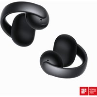 Black Soundcore Aeroclip TWS in-ear headset with sleek, curved design and compact earbuds.