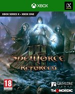 Cover art for "Spellforce 3 Reforced" featuring a fantasy scene with warriors, dark colors, and the Xbox Series X logo prominently displayed at the top.