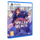 The PS5 game "Spells & Secrets" by MERGE GAMES features a colorful cover with a young girl in a magical setting, holding a wand, surrounded by whimsical creatures and vibrant graphics.