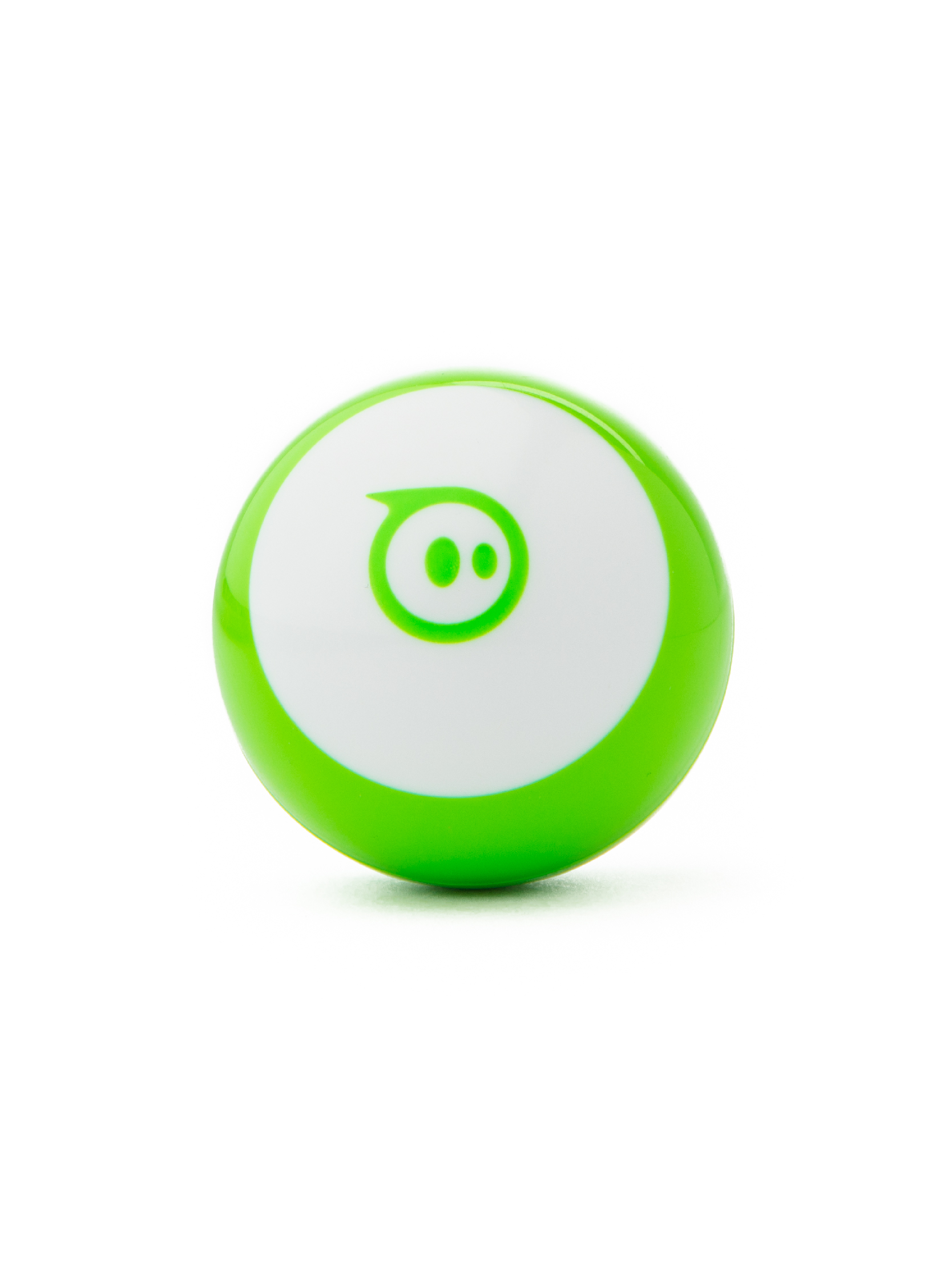Green Sphero Mini robotic ball with a white top featuring a green logo, designed for kids aged 8 and up to learn coding through play.