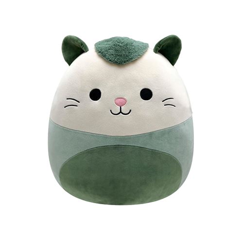 Soft, plush 16-inch Willoughby the Green Possum toy features a round body in light and dark green, with a cute face, pink nose, and small ears, made from squishy, velvety material.