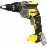 Yellow and black Stanley FatMax cordless drywall screwdriver with ergonomic grip and adjustable depth control.