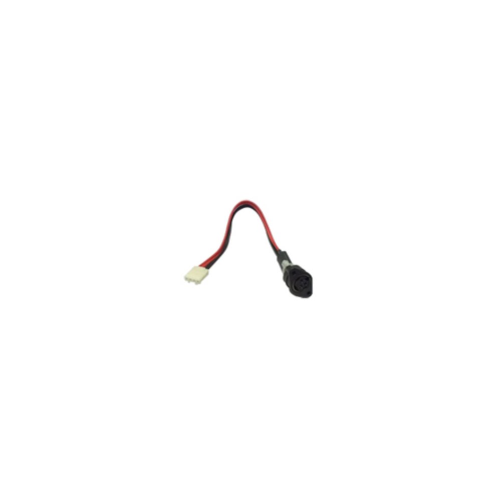 Black and red cable connector with a small, cylindrical end and a flat, rectangular connector on the opposite side, designed for Star Micronics devices.