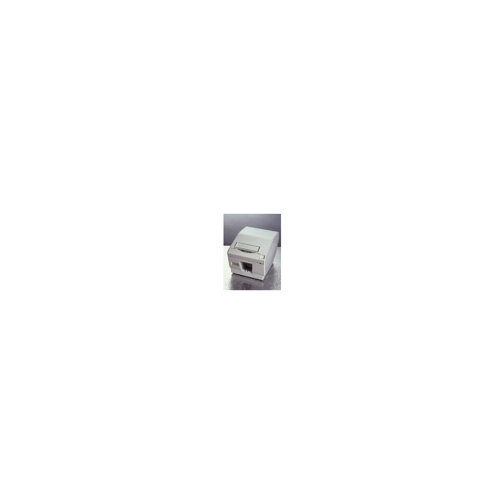 Compact white thermal printer with a sleek design, featuring a top paper feed and a front control panel, ideal for receipt printing in retail environments.